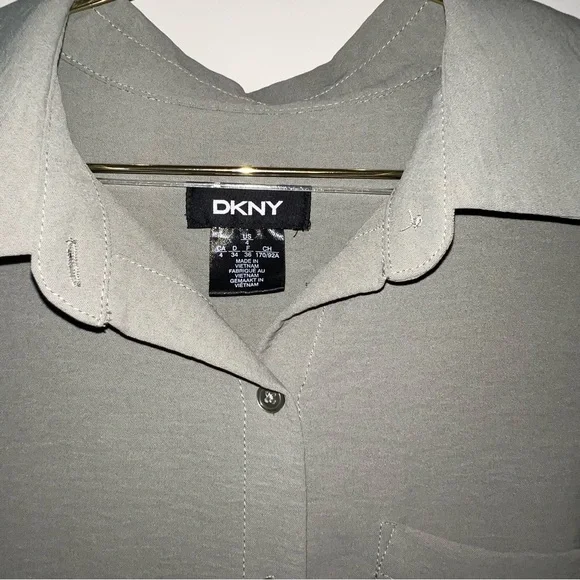 DKNY Size 4 Olive Green Shirt Dress Tunic Top - Picture 4 of 7